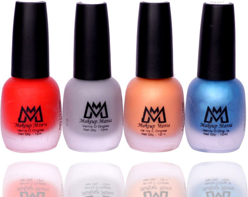 Makeup Mania Nail Poilish Set of 4 Pcs x 12ml each, Multicolor Set No. MM#69 Multicolor  (Pack of 4)