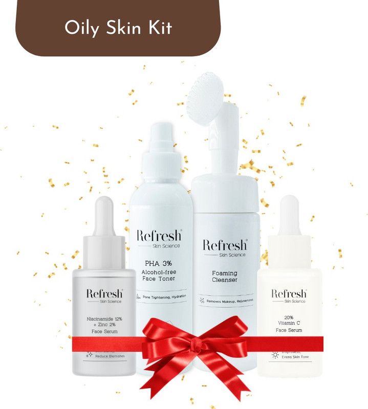 Refresh Skin Science Oily Skin Essentials Kit - Skin Care Gift Set - Pack of 4  (4 x 30 ml)