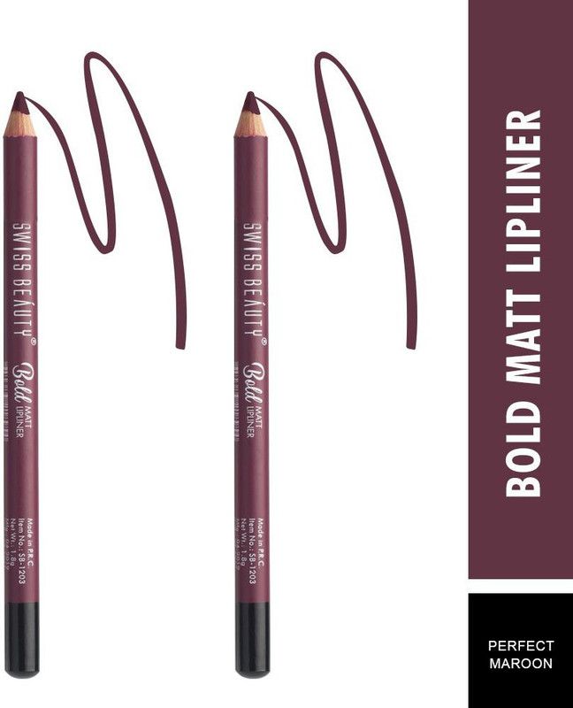 SWISS BEAUTY Bold Matt Lipliner (SB-1203) Pack of 2  (Perfect Maroon)