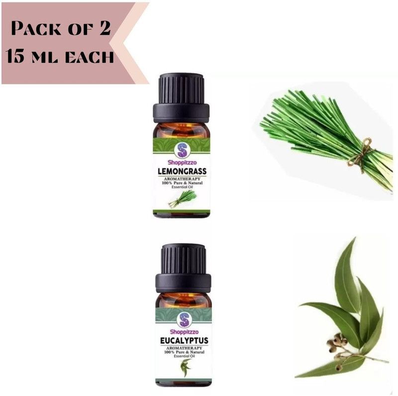 Shoppitzzo EUCALYPTUS,LEMONGRASS-100% Natural + Pure Essential Oil-15ml Each  (30 ml)