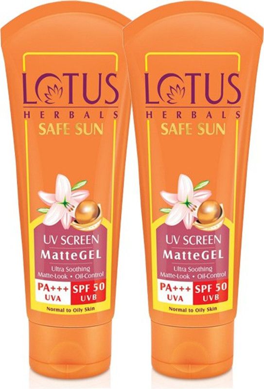 LOTUS HERBALS Pa+++ Uva Spf 50 Uvb Matte Gel 50 g(Pack of 2) - SPF 50 PA+++  (50 g)