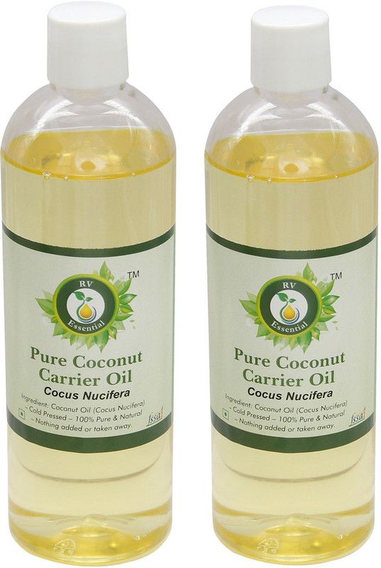 R V Essential Pure Coconut Carrier Oil (100ml+100ml) Pack of Two- Cocus Nucifera (100% Pure and Natural Cold Pressed)  (200 ml)