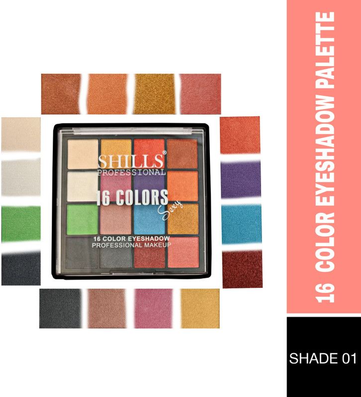 Shills Professional 16 colors Eyeshadow Palette Matte, Shimmers and Metallic Multicolor 12 g  (Multicolor)