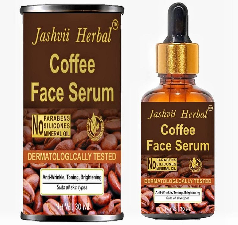 jashvii herbal Coffee Face Serum | Sun Protection | Hyaluronic Acid, Vitamin E | All Skin | Paraben & Mineral Oil Free (Dermatologically tested) (30 ml)  (30 ml)