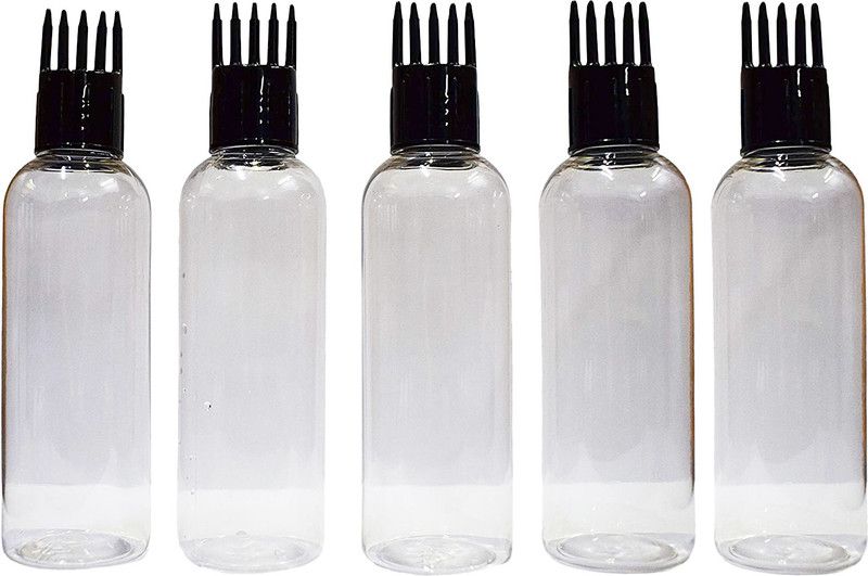 Zhunmun Hair Root Applicator Bottle with Comb Cap for Applying Hair Oil, Shampoo and Medicines 100ml (Value Pack of 5)