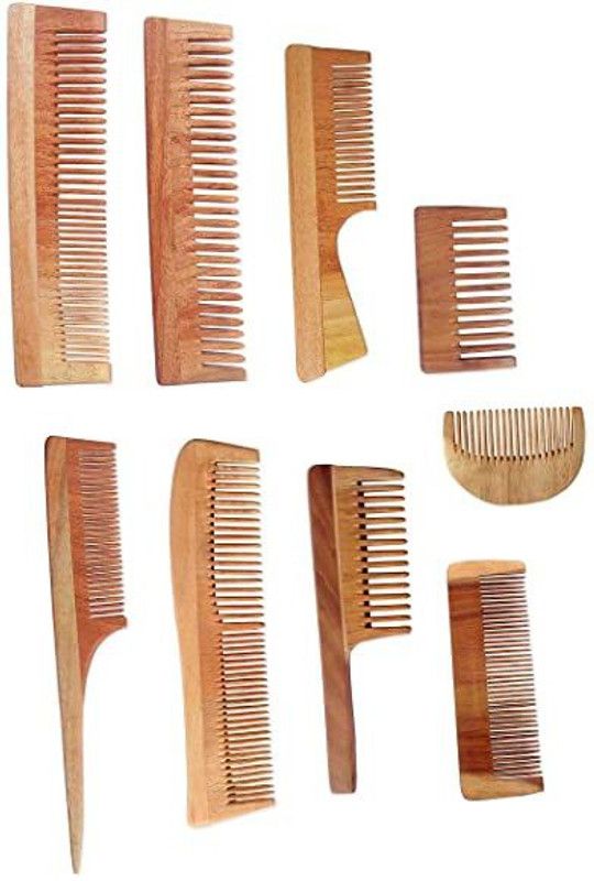 AASEFLEX Handmade Natural Pure Healthy Neem Wooden Comb Wide Tooth for Hair Growth