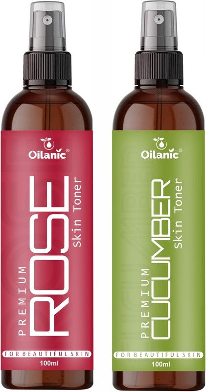 Oilanic Premium Rose & Cucumber Face Toner For Men & Women Combo Pack of 2 Bottles of 100 ml (200 ml ) Men & Women  (200 ml)