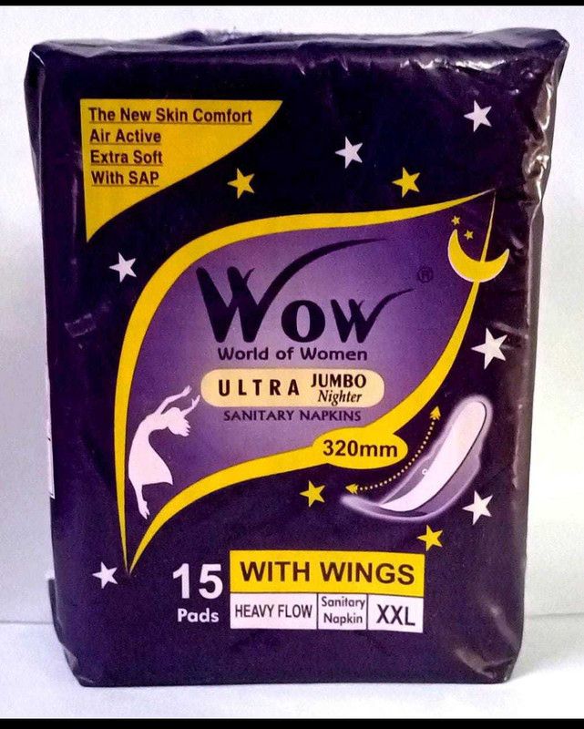WOW Ultra Jumbo Nighter Extra Soft and Comfort Day Night XXL Sanitary Pads/Napkins Sanitary Pad (Pack of 15 Sanitary Pad  (Pack of 15)
