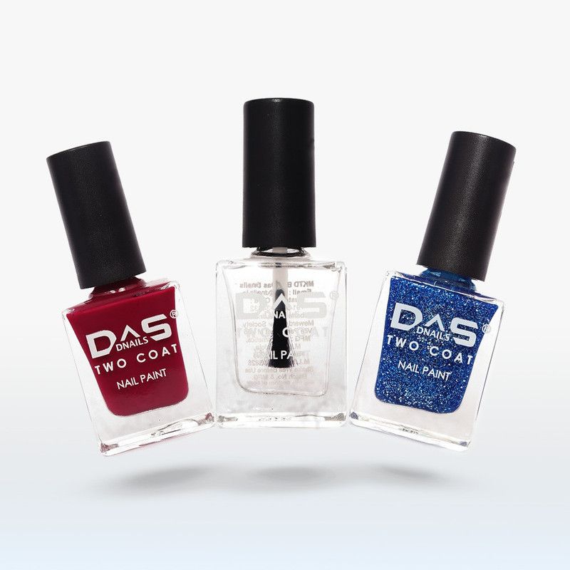 D Nails Das Dnails Nail Paint Grey Pink Glitter  (Pack of 3)