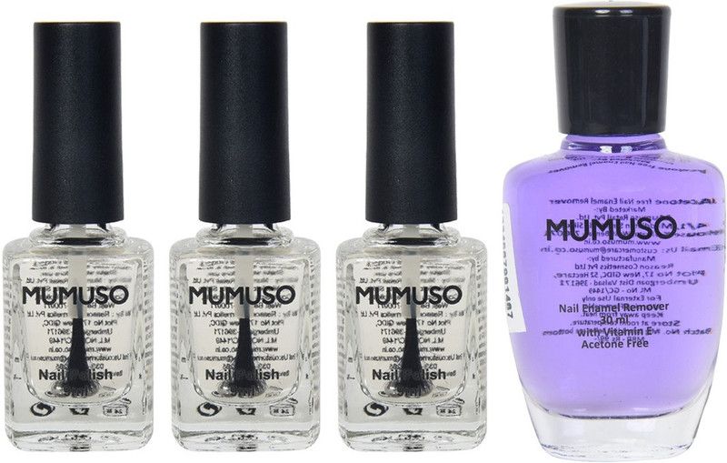 Mumuso Gloss Nail Polish Combo Pack | Multicolor | 9ML each | Crystal (With Free 30ML Nail Polish Remover) - Pack of 3  (Pack of 3)