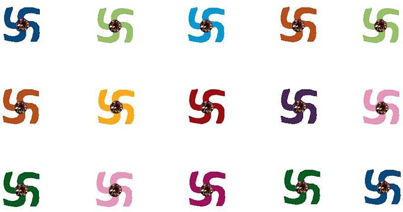 Comet Busters Multicolor Swastik Design Bindis With Stone (5cm) (BV1137) Forehead Multicolor Bindis  (Indian Bindi)