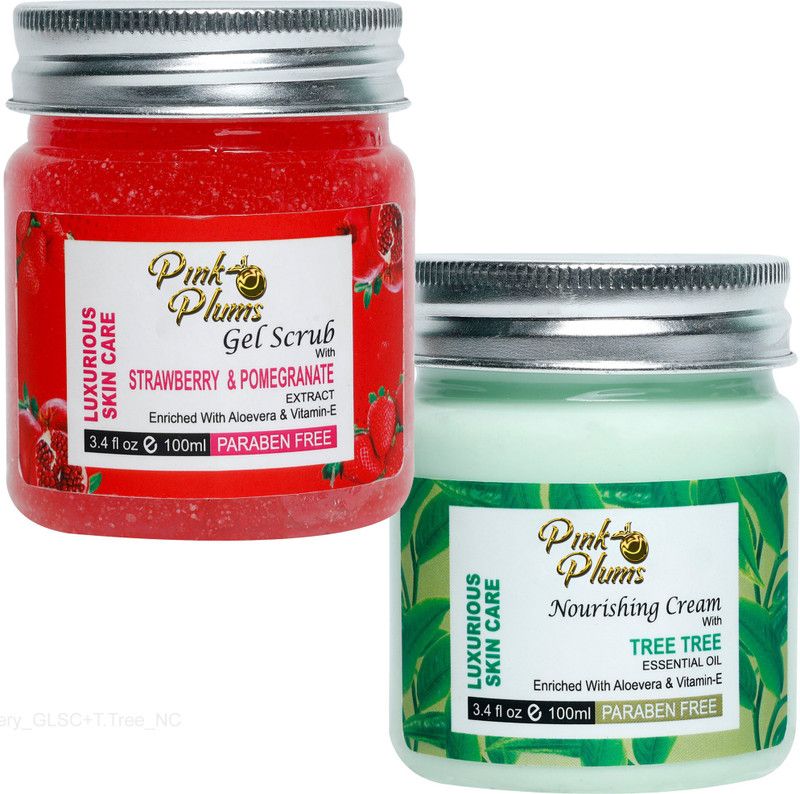 PINK PLUMS 200 ML Combo of Gel Scrubrub & Nourishing Cream, 100 ML Each  (200 g)