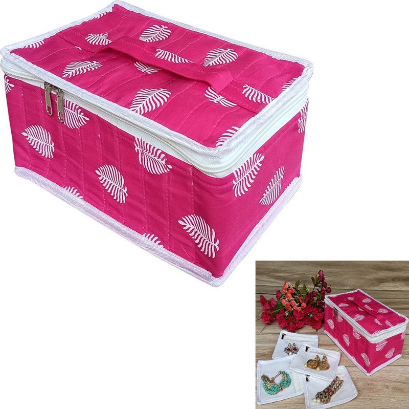 ARVANA Jewellery Organizer WithFor Women / Girls Jewelleries , Earing , Jewellery Organiser Pouches Travel Storage Organizers For Wardrobe / Closet And Travelling Accessories Organiser - Set Of 1 Vanity Box Vanity Box  (Pink)