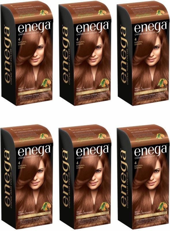enega Natural Brown Cream Hair Color 40ML Hair Color(Pack Of 6 ) , Natural Brown