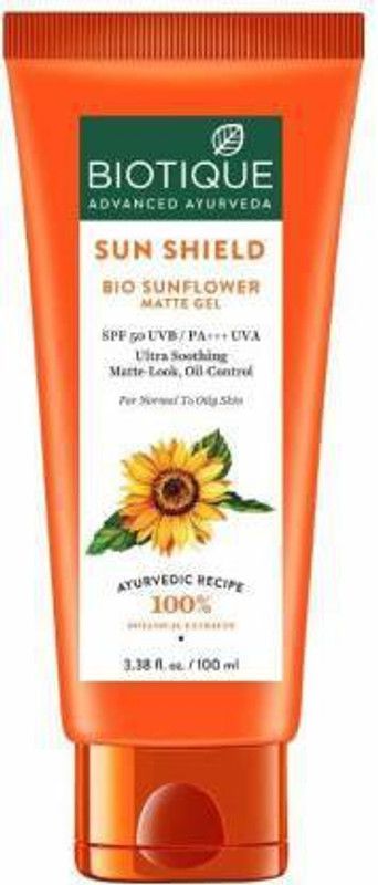 BIOTIQUE Sunflower Matte Gel Sunscreen - SPF 50 PA+++ (100 ml) - SPF 50 PA+++  (100 ml)