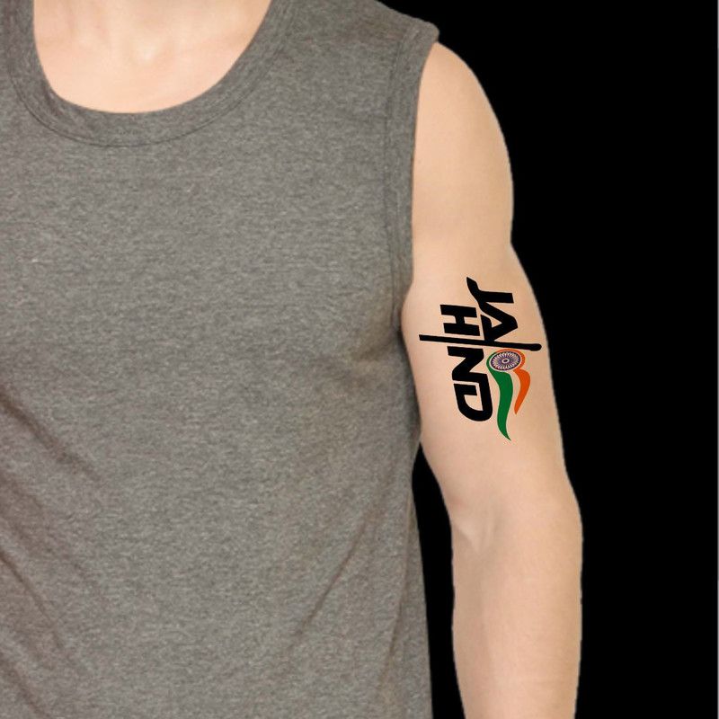 komstec Jai Hind Hand Design temporary tattoo For Man Woman Waterproof tattoo  (Jai Hind Hand Design)