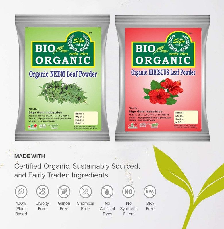 sign gold Neem Leaf Powder & Hibiscus Leaf Powder_AA1  (200 g)