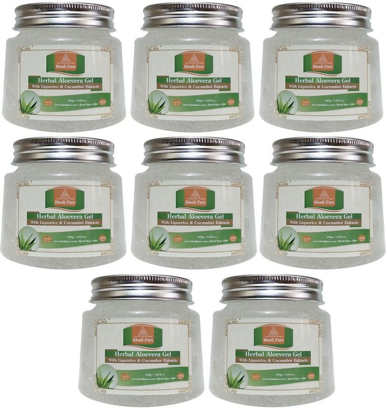 Khadi Pure Aloevera Gel (Transparent) - 200g (Set of 8)  (1600 g)
