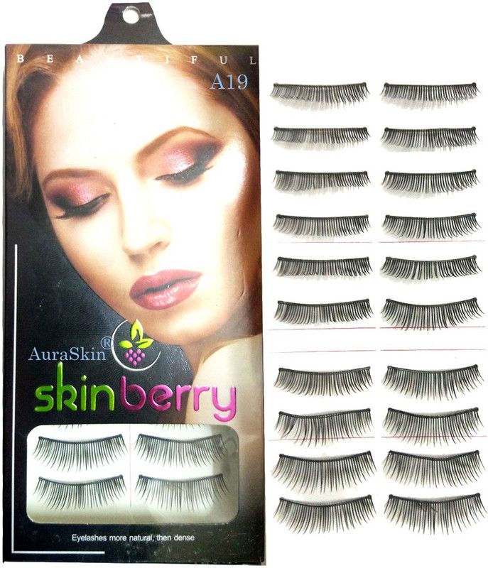 AuraSkin Skinberry Thick Hair Waterproof Eye Lashes Mink Collection With Eyelash (pack of 20)  (Pack of 20)