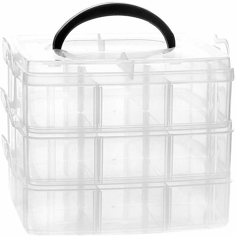 AMEEDARSHAN 18 Grids Detachable Desktop Storage Box Clear Plastic Craft Beads Jewellery Storage Organizer Tool Box Case Jewellery Organizer Vanity Box Jewellery Organizer Vanity Box  (White)