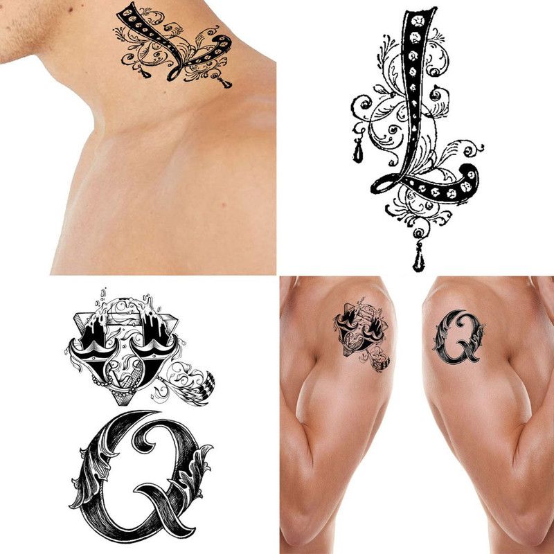 Ordershock LQ Name Letter Tattoo Waterproof Boys and Girls Temporary Body Tattoo Pack of 2.  (LQ Name Letter Tattoo)