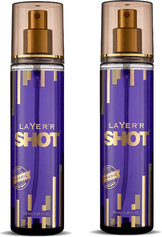 LAYER'R SHOT DYNAMIC FRAGRANT BODY SPRAY (PACK OF 2 X 135ML) Body Spray - For Men  (270 ml, Pack of 2)