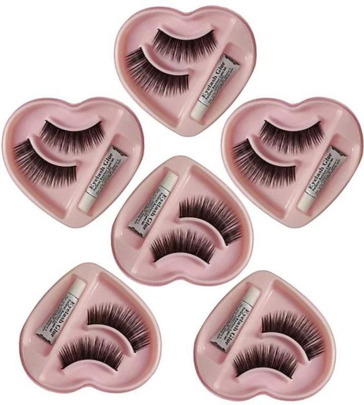 vinkana 6 eyelash with gum inside  (Pack of 6)