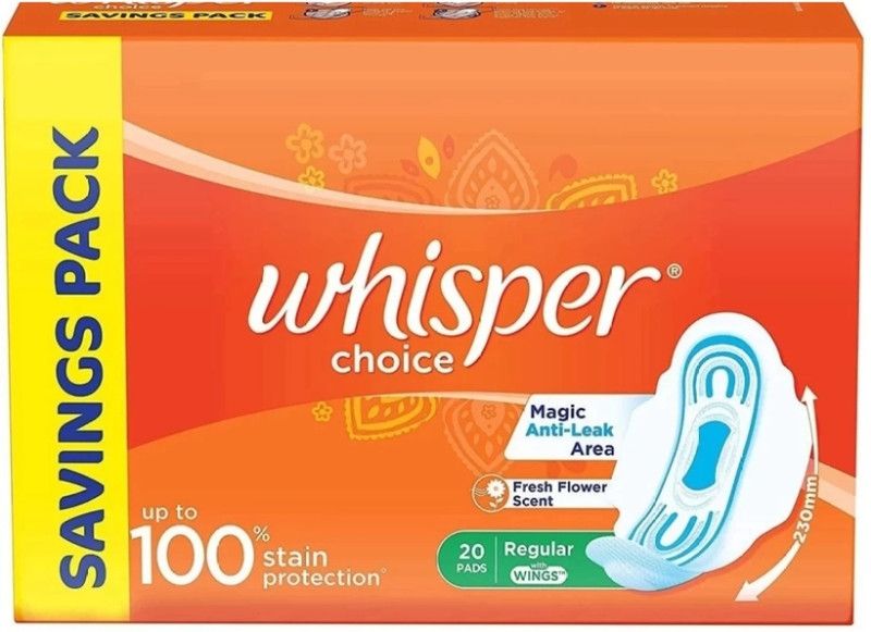 Whisper Choice Sanitary Regular - 20 Sanitary Pads Sanitary Pad  (Pack of 20)