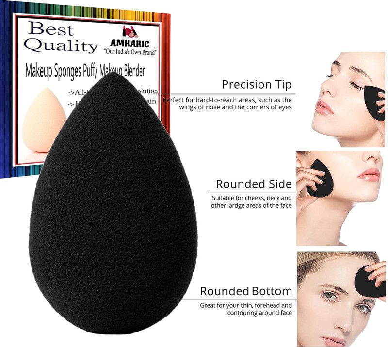 AMHARIC Beauty Makeup Sponge Puff For Blending Face Makeup in Black Colour