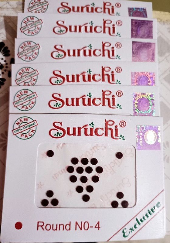 PrishaCreationStore Beautiful Coffee 6 Suruchi Bindi Set For Women 4 Size Forehead Brown Bindis  (All purpose bindi)