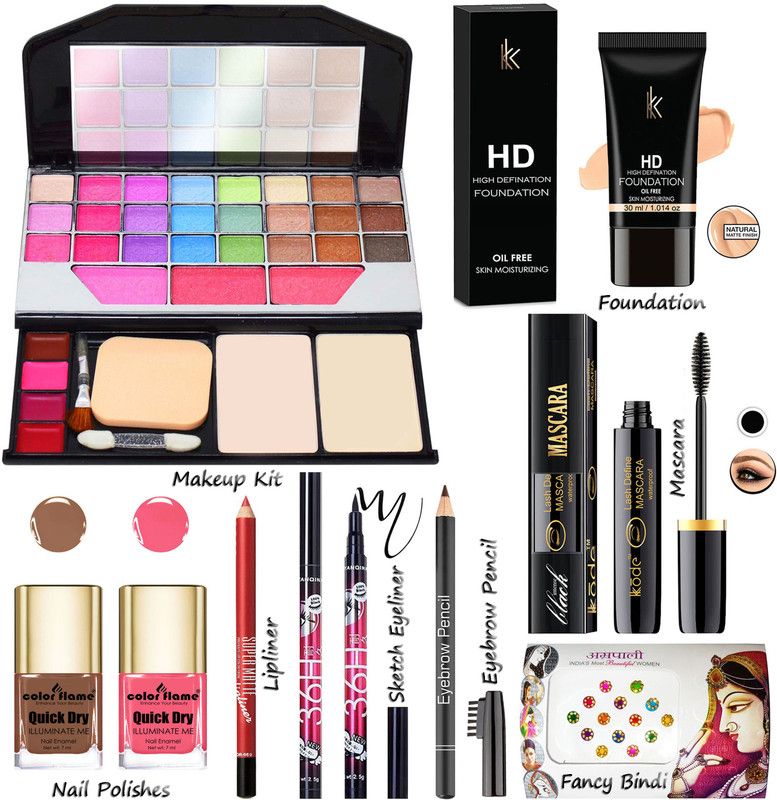 COLOR FLAME Exclusive All In One Makeup Kit For Girls & Womens MKPA1VT13  (Pack of 9)