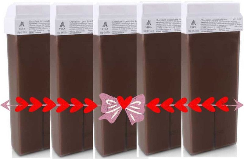 vika Chocolate Roll-On Wax Kit (Set of 5 Refill Wax) 100 ML -Wax (140 g, Set of 5) Liposoluble cartridge wax / Painless waxing/Imported wax Wax  (140 g, Set of 5)