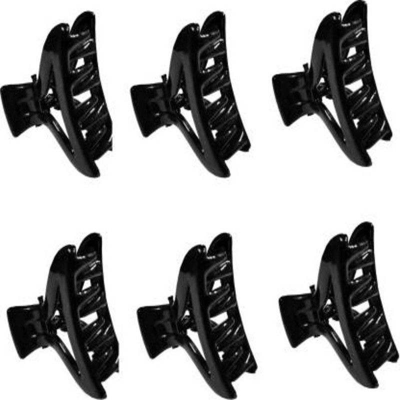 Sharum Crafts Medium Size Clutchers Claw/Clips For Women/Girls Daily Use, 6 Pc Hair Claw (Black) Makeup Headband