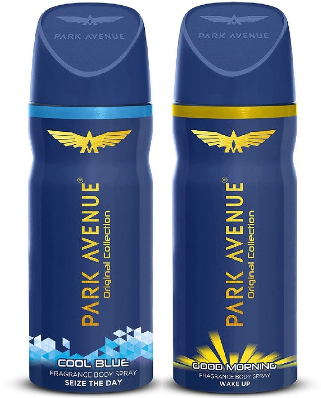 PARK AVENUE COOL BLUE & GOOD MORNING DEODORANT, 150ML PACK OF 2 PCS Deodorant Spray - For Men  (300 ml, Pack of 2)