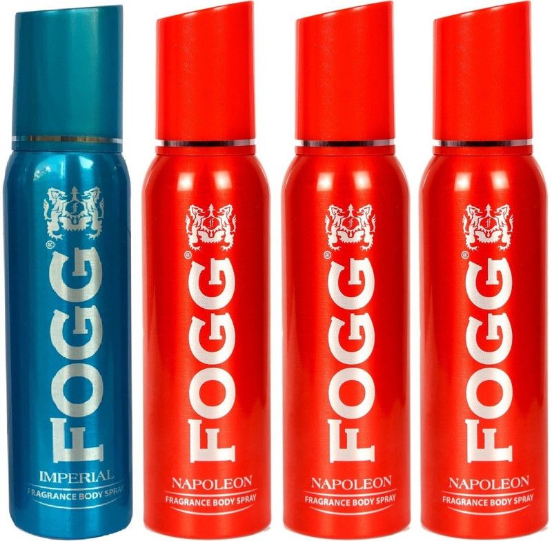 FOGG Regular Deo Combo Pack of 4 (Imperial + 3 Napoleon 480ml) Body Spray Deodorant Spray - For Men & Women  (480 ml, Pack of 4)