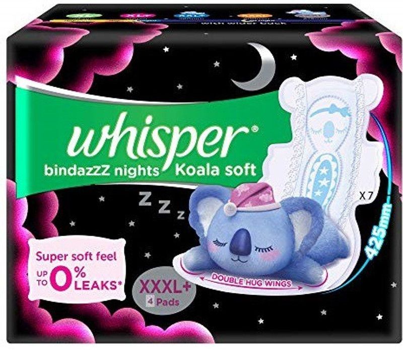 Whisper bindazzZ nights Koala Soft XXXL Plus - 4 Pads Sanitary Pad