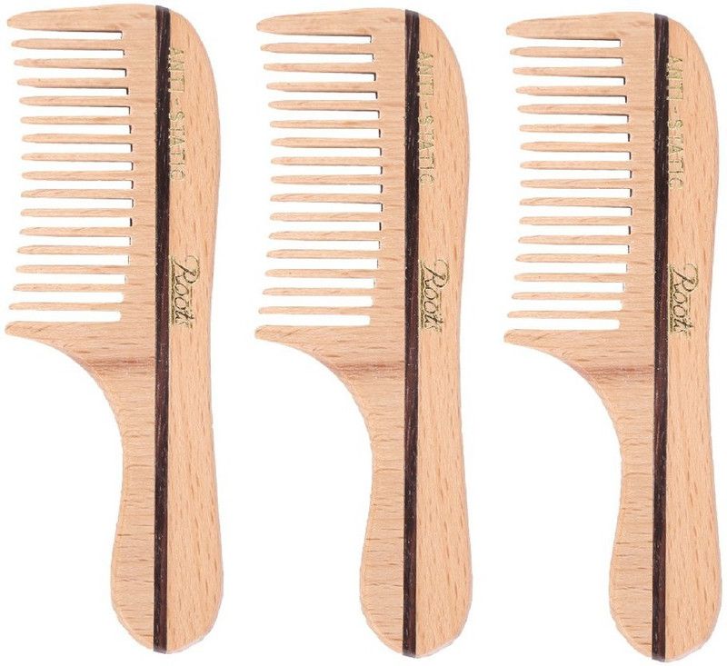 ROOTS Wooden Moustache Comb with Handle - Pack of 3