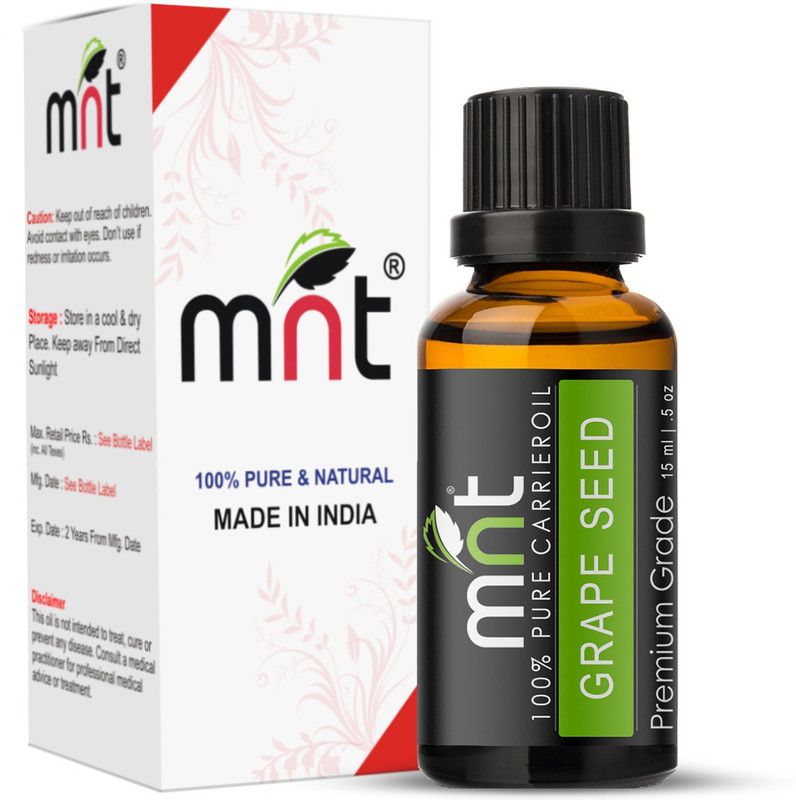 mnt Grape Seed Carrier Oil (15ML) 100% Pure Natural & Therapeutic Grade For Aromatherapy, Skin, Acne & Hair Growth  (15 ml)