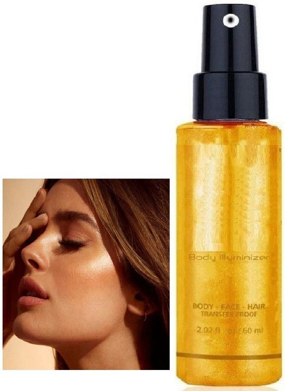 GULGLOW99 HIGHEST QUALITY SHIMMER FINISH LIQUID BODY FACE HAIR TRANSFER PROF HIGHLIGHTER Highlighter  (gold)