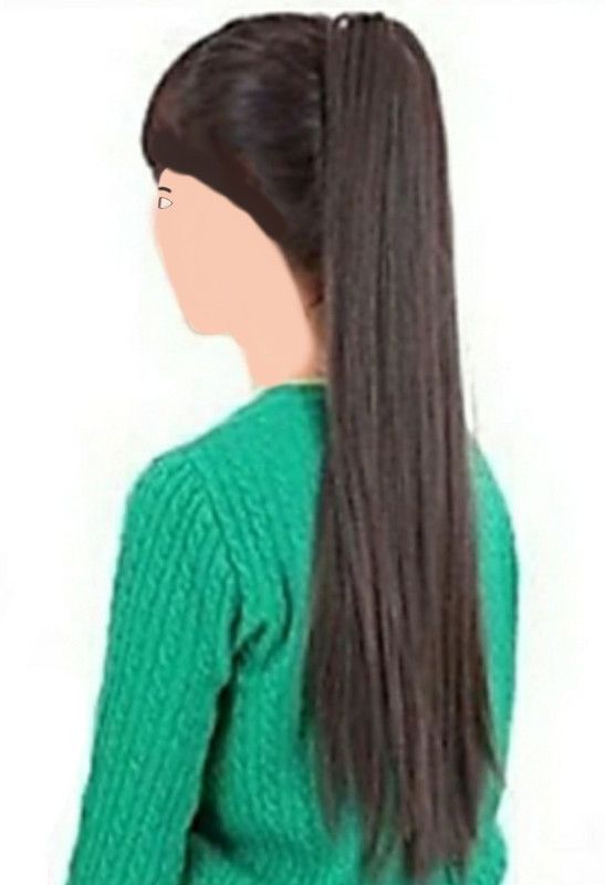 Rizi decent brown synthetic pony straight clutcher wig hair volumizer hair extension fake wig false clutcher Hair Extension