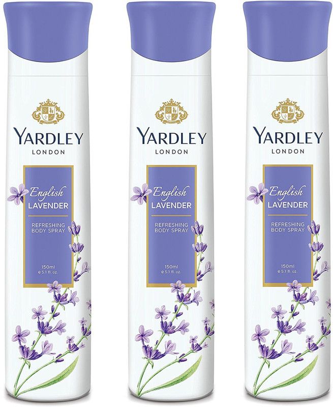 Yardley London Women English Lavender 150ML Each (Pack of 3) Deodorant Spray - For Women  (450 ml, Pack of 3)
