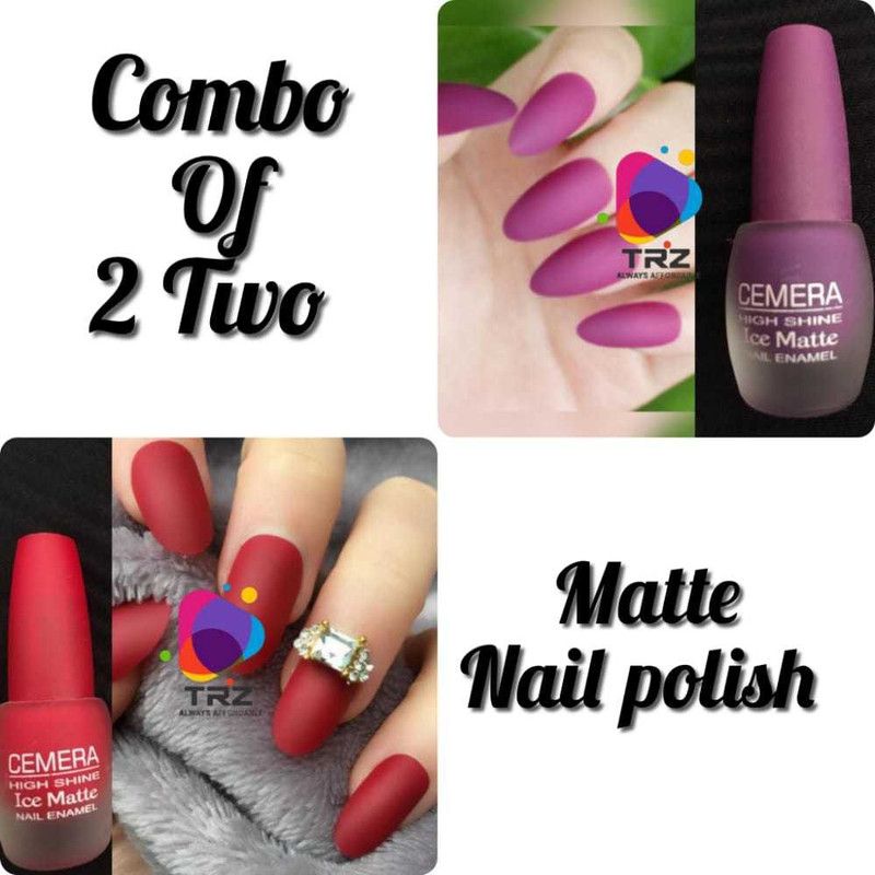 TRZ cemera Ice Matte toxic free Nail Polish Combo Sets of 2- PURPLE AND RED PURPLE AND RED  (Pack of 2)