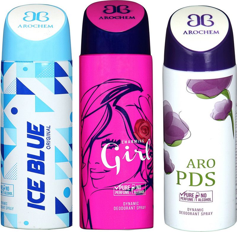 AROCHEM ICE BLUE & GIRL& ARO PDS DYNAMIC DEODORANT SPRAY Deodorant Spray - For Men & Women  (600 ml, Pack of 3)