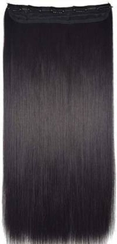 hnb23 5 Clip Straight Synthetic Extensions For Women/Girls/Wedding Accessories (Natural Black, 26 Inches) Extension Hair Extension