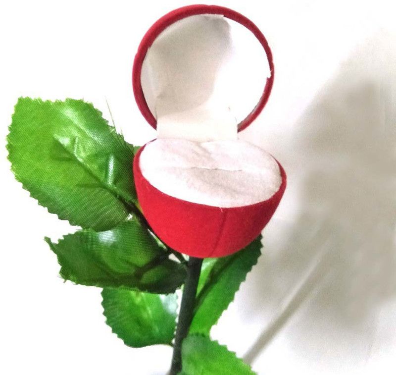 MS Traders Special Engagement Gift Red Rose Gift Box Without Ring for Wife and Husband Velvet Red Rose Round Ring Box -Standard, Pack of 1 pcs Vanity Box  (RED)