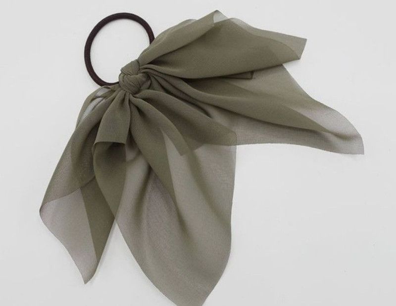 craftsy petals Knotted Chiffon Hair Scrunchie, Solid Colour Hair Tie, Ponytail Holder, Handmade with Bobble Hair Tie, Rubber / Elastic Head Band Accessories (Adjustable Size) Pack of 01. Rubber Band  (Green)