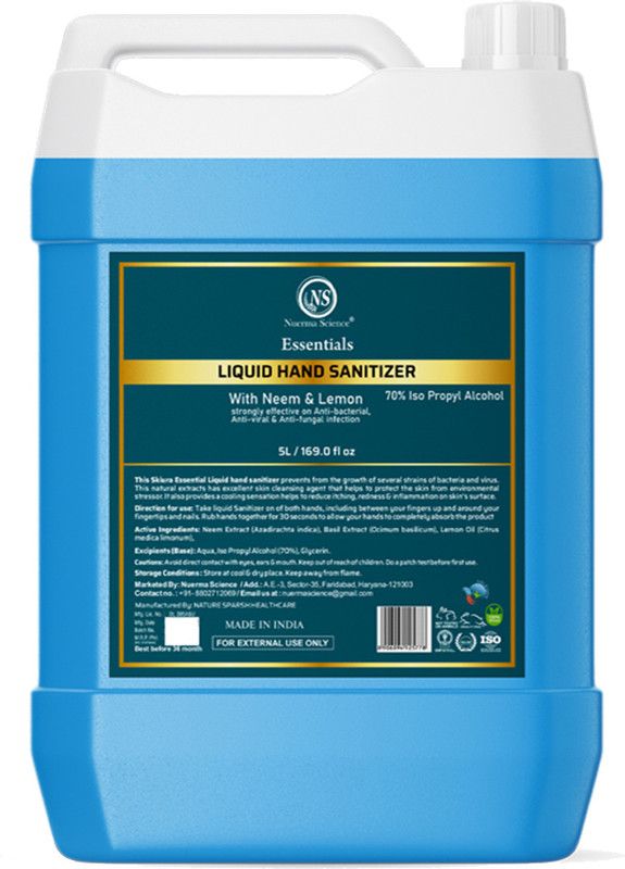 Nuerma Science Essentials With 70% IPA Alcohol Hand Sanitizer Can  (5 L)