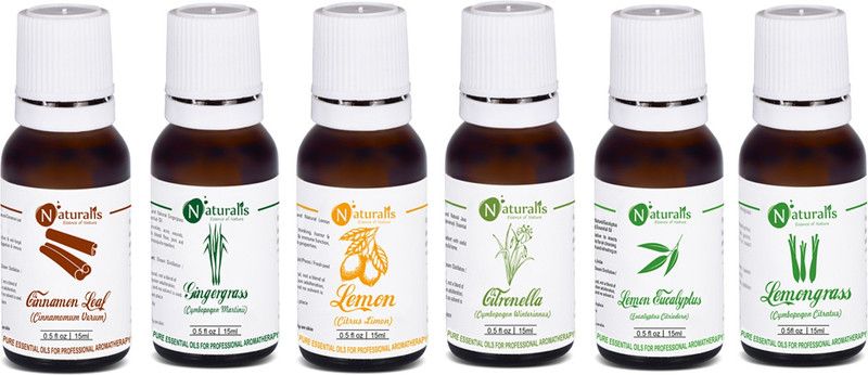 Naturalis Gift Pack Of 6 for Home Care (Cinnamon Oil, Ginger Grass Oil, Lemon Oil, Citronella Oil, Lemon Eucalyptus Oil, Lemongrass Oil)  (15 ml)