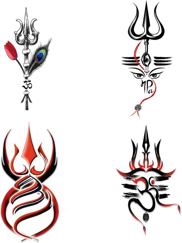 Temporary Tattoowala Temporary Tattoowala Om Trishul Ganesha ji Pack 4 Temporary Tattoo (2x4 inch)  (Trishul Black Tribal Eye)