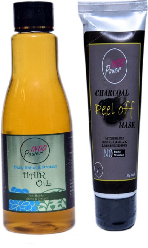 INDO POWER Aa122-DAILY SHINE & PROTECT HAIR OIL 200ml+CHARCOAL PEEL OFF MASK 100g Hair Oil  (300 ml)